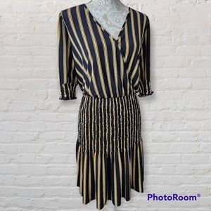 Cato Black and Gold Striped Midi Dress